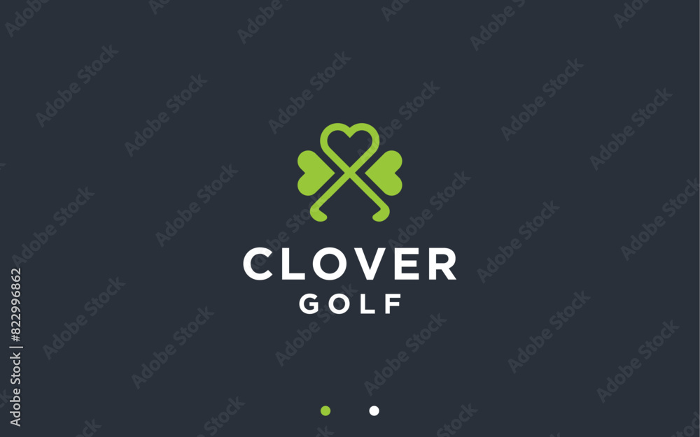 Clover with Golf Logo Design Vector Silhouette Illustration Clover with Golf Logo Design Vector Silhouette Illustration
