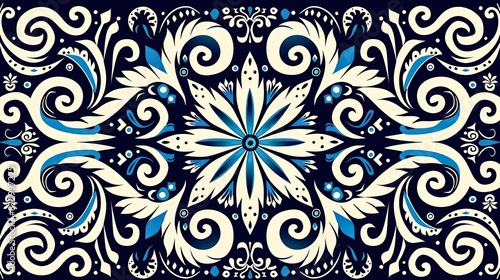 a white and blue tribal pattern with a star and other shapes, in the style of the Ainu people , dynasty, dark purple