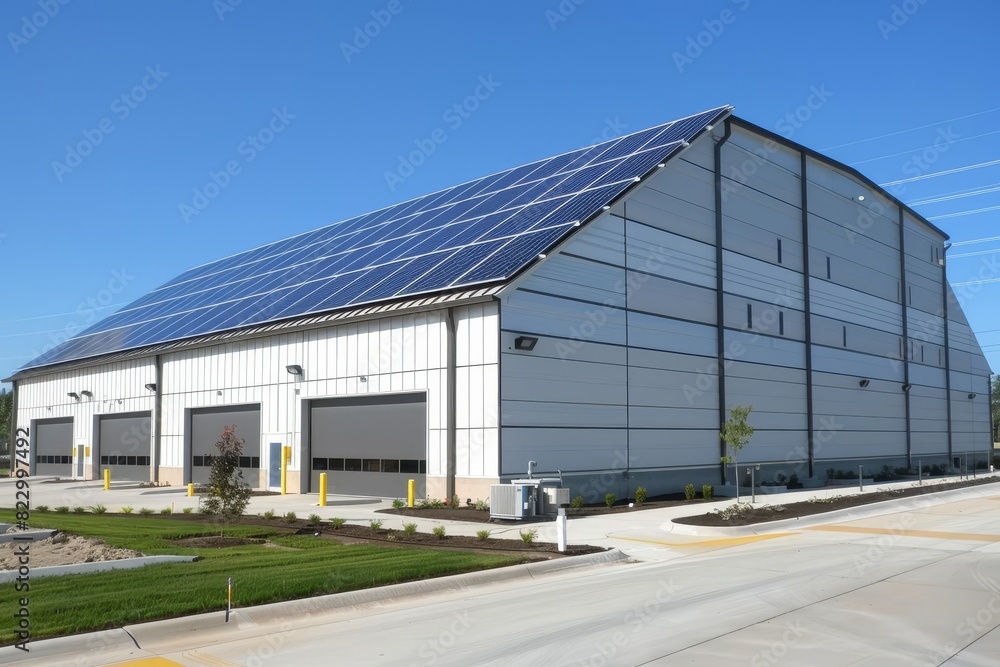 Obraz premium A solar panel installation on a commercial building