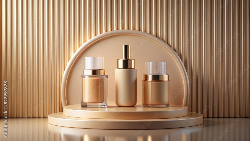 Foundation container mockup, cosmetic bottle package design on 3d scene podium background, 3d rendering Foundation container mockup, cosmetic bottle package design on 3d scene podium background, 3d rendering