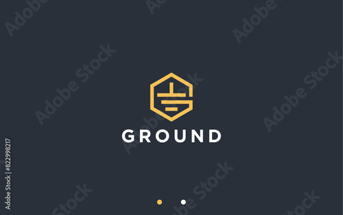 letter g with electrical ground logo design vector silhouette illustration