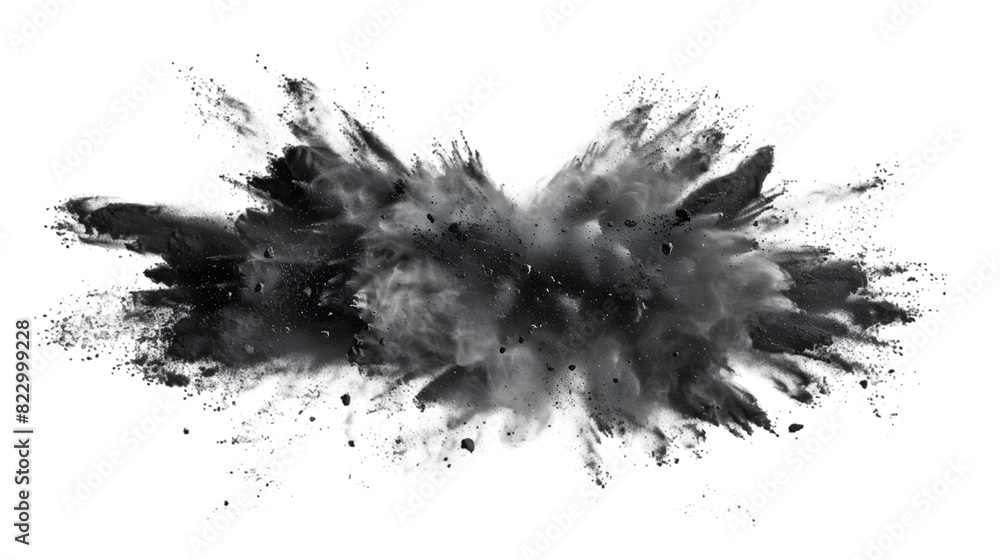 Black coal dust with effect fragments explosion isolated on a transparent background Black coal dust with effect fragments explosion isolated on a transparent background