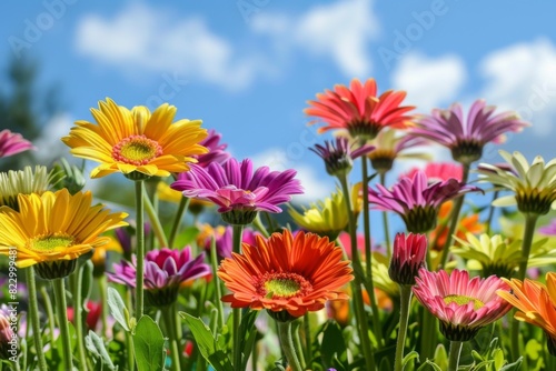 Colorful Wildflowers in Bloom on Sunny Day