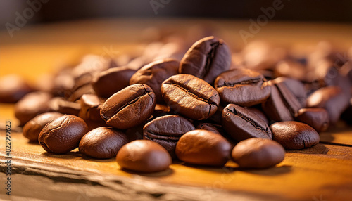 Arrange a small pile of coffee beans