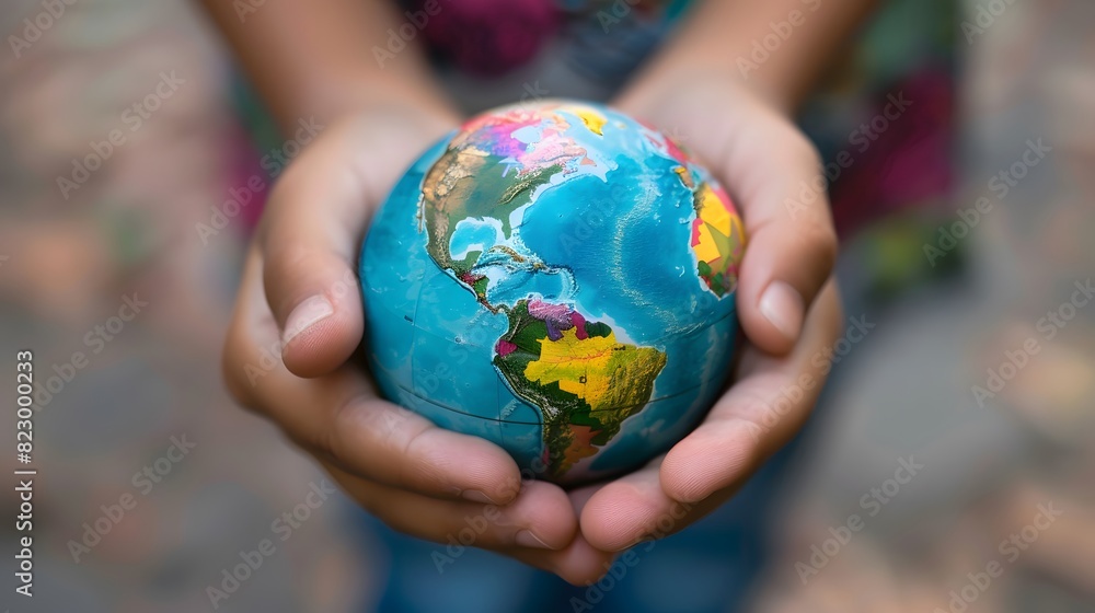 Close-up of hands holding a globe, symbolizing global unity Close-up of hands holding a globe, symbolizing global unity
