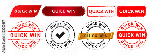 rubber stamp seal badge and button quick win sign for winner competition fast victory