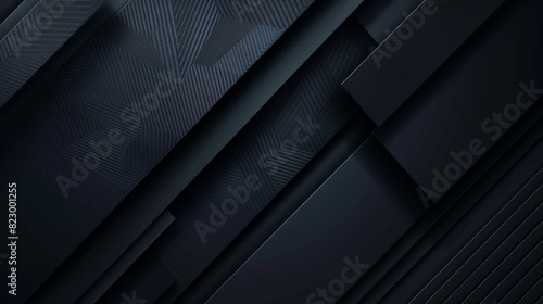 Modern black square tech corporate abstract technology background design banner pattern presentation background web template. material in white squares shapes in random geometric pattern. © Nenone