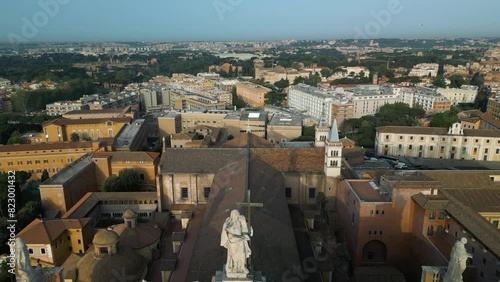 Aerial Pullback Reveals Basilica of San Giovanni in Laterano. Rome, Italy photo