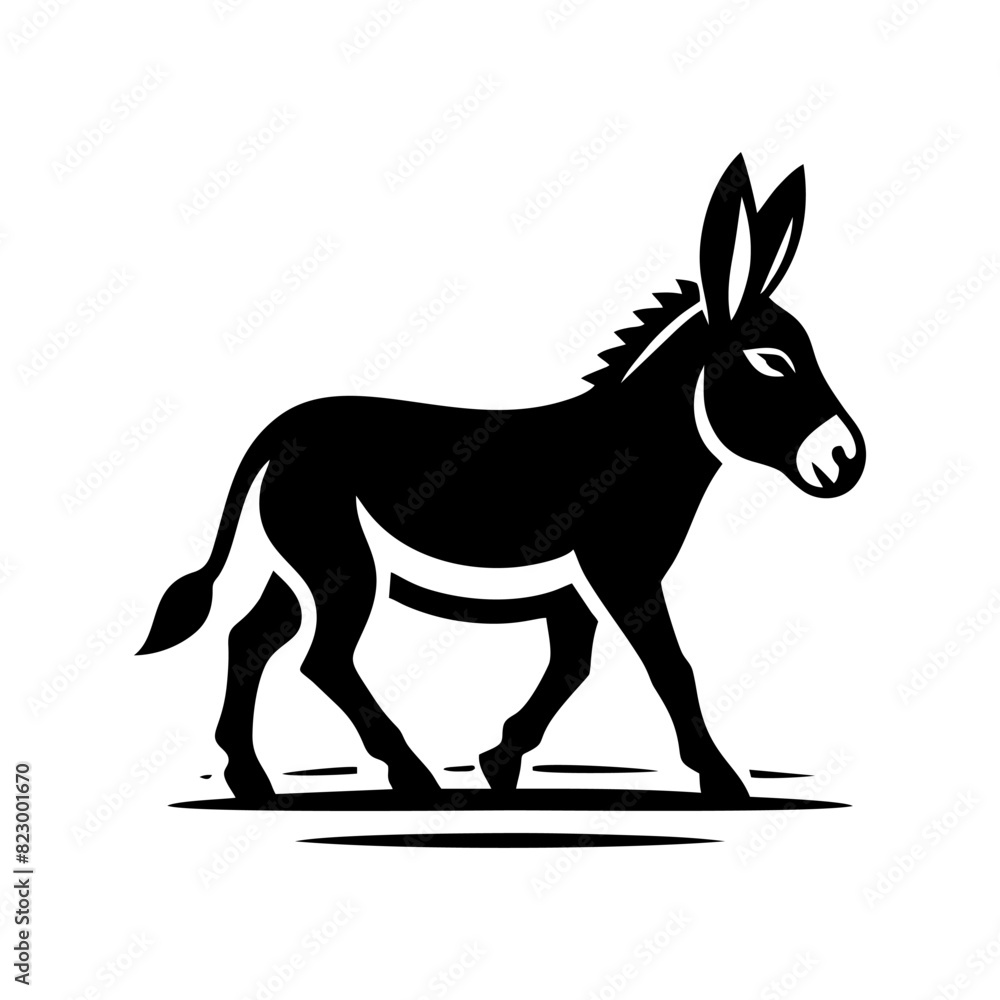 Obraz premium Donkey logo design vector illustration. Black Donkey vector logo