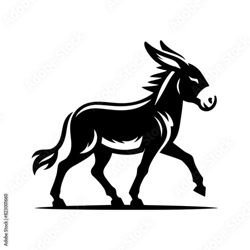 Donkey logo design vector illustration. Black Donkey vector logo