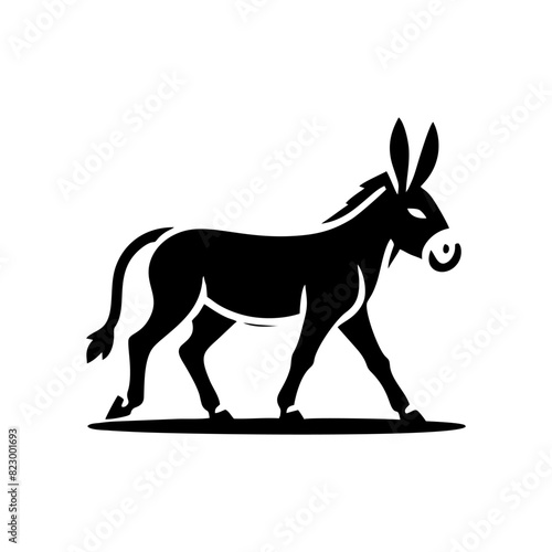 Donkey logo design vector illustration. Black Donkey vector logo