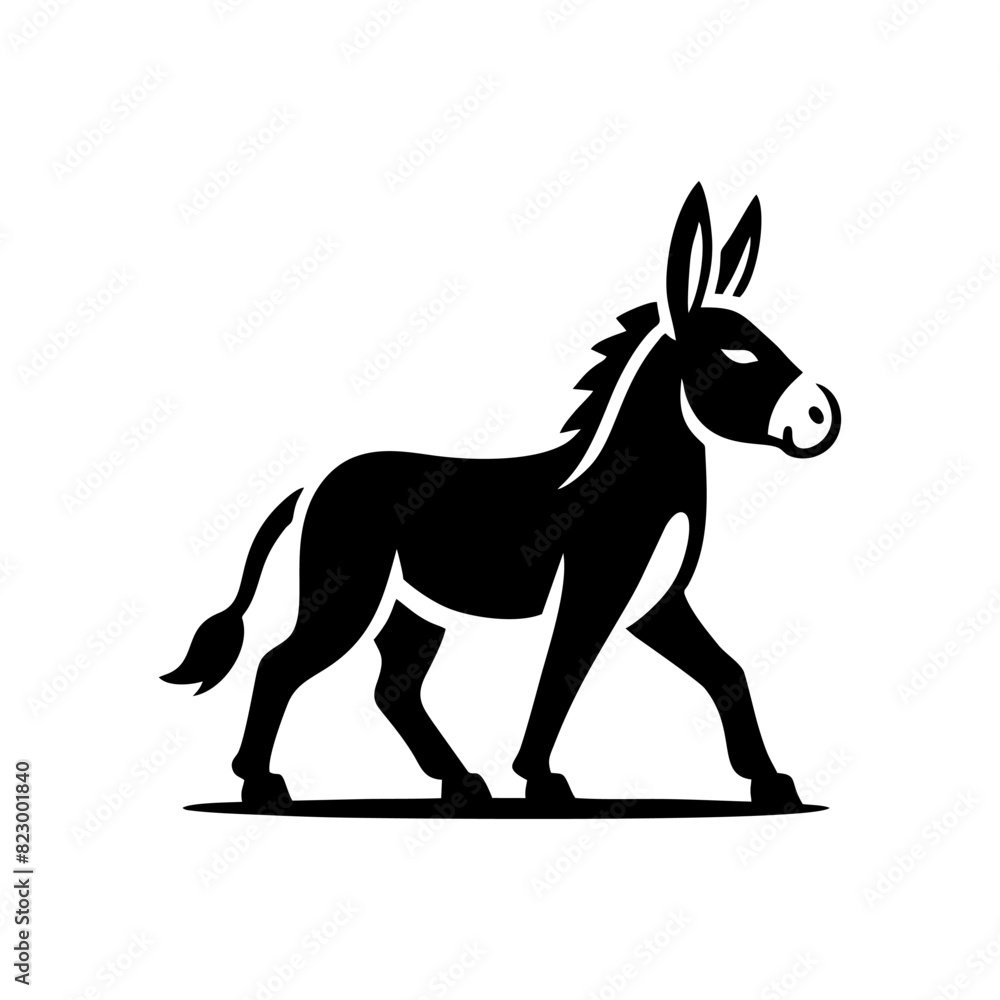 Donkey logo design vector illustration. Black Donkey vector logo Donkey logo design vector illustration. Black Donkey vector logo