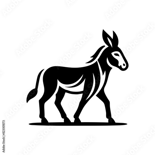 Donkey logo design vector illustration. Black Donkey vector logo