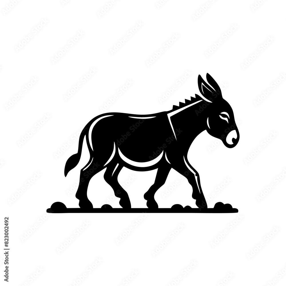 Donkey logo design vector illustration. Black Donkey vector logo Donkey logo design vector illustration. Black Donkey vector logo