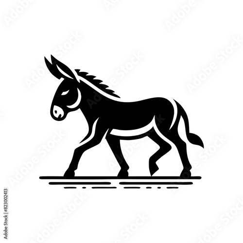 Donkey logo design vector illustration. Black Donkey vector logo