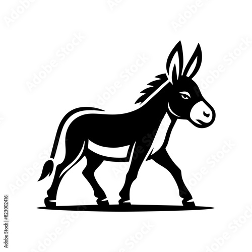 Donkey logo design vector illustration. Black Donkey vector logo