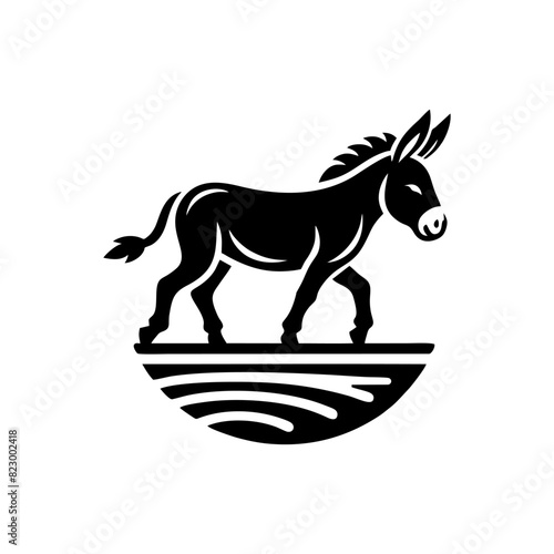 Donkey logo design vector illustration. Black Donkey vector logo