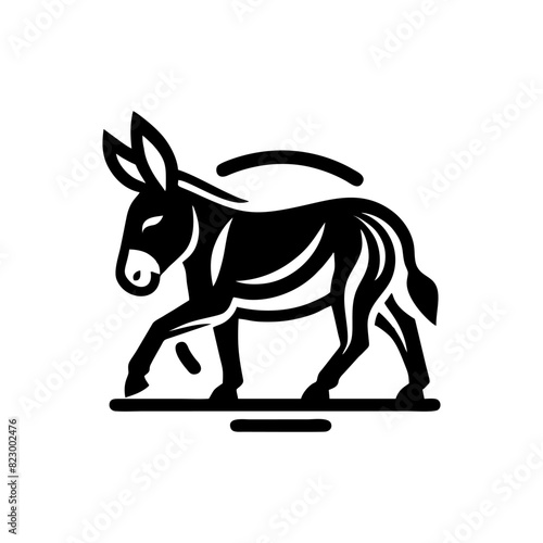 Donkey logo design vector illustration. Black Donkey vector logo