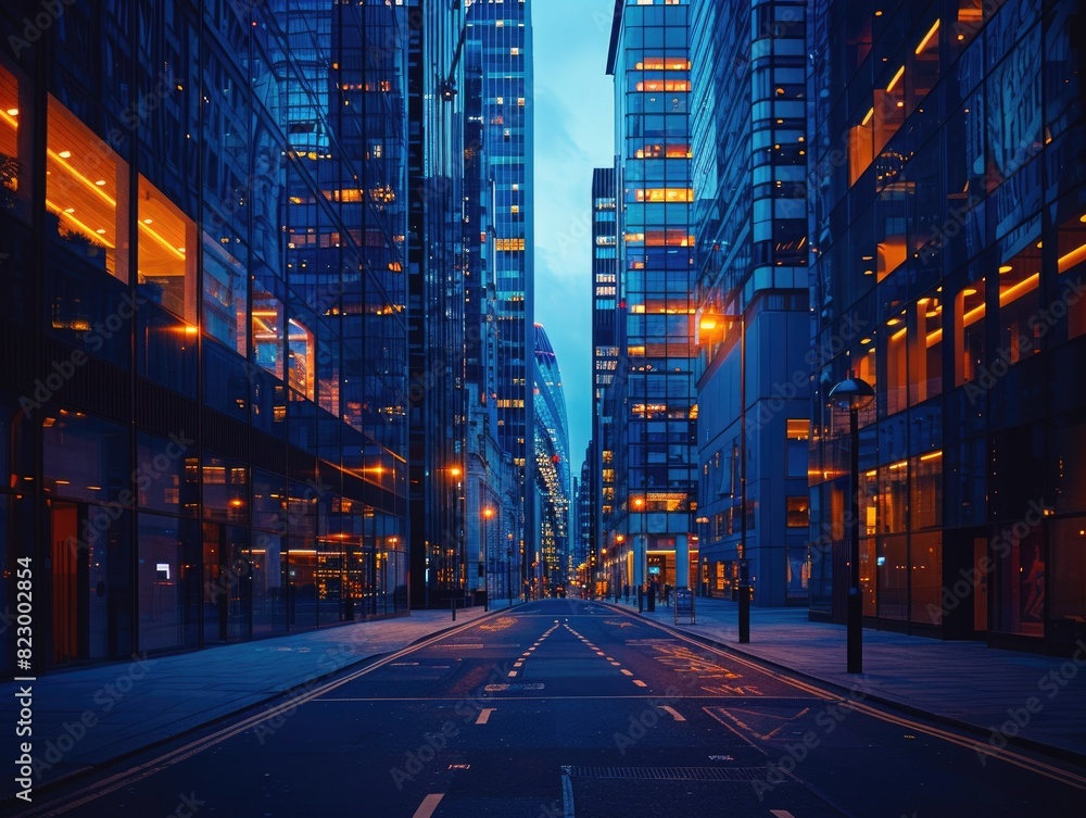 Fototapeta premium City skyscrapers at night