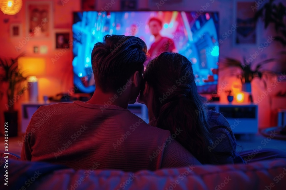 Couple Enjoying Movie Night at Home Couple Enjoying Movie Night at Home