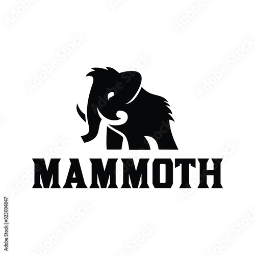 mammoth logo black white icon vector template