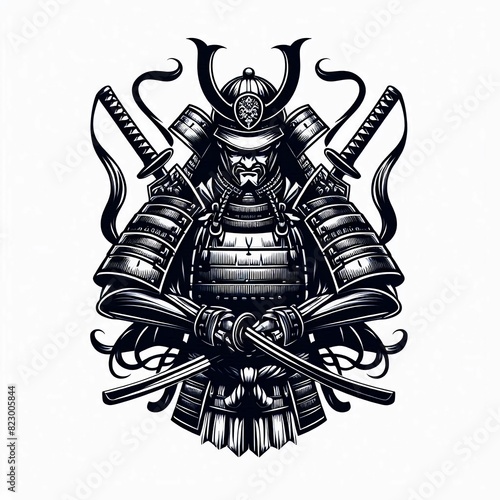 Japanese samurai design isolated on white background