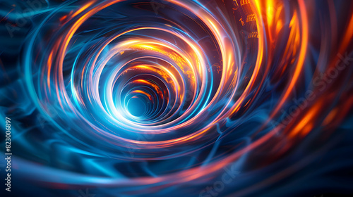 Dynamic Travel Technology: Digital Art of Glossy Innovation Spirals in a Photo Realistic Concept on Adobe Stock