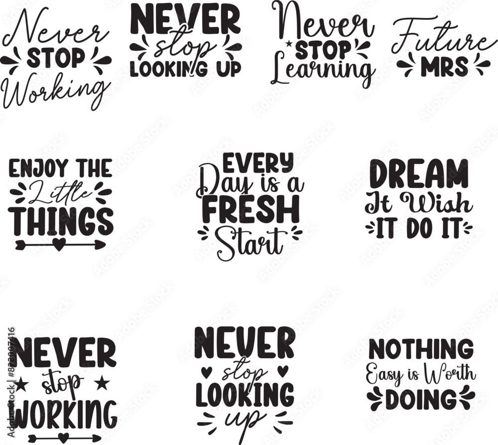 Fototapeta premium Motivational t shirt designs bundle