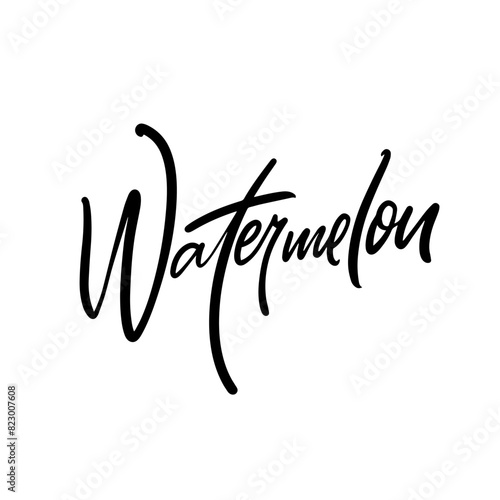 Handwritten Watermelon Text Illustration with Modern Typography and Stylish Design
