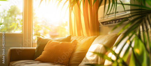 Energy efficient air conditioner in cozy modern living room