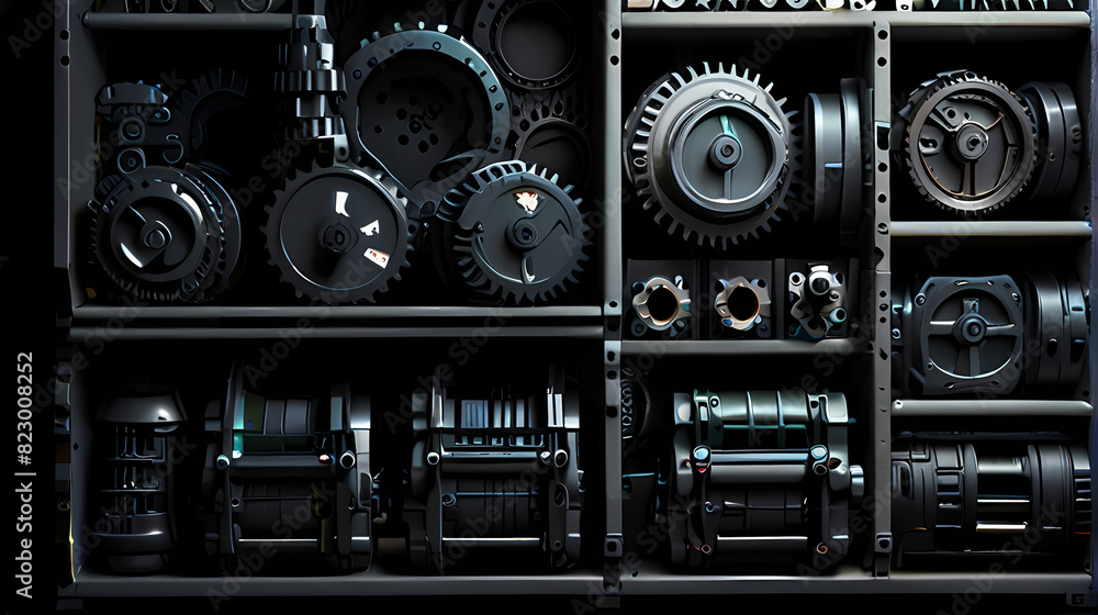 Fototapeta premium Background with a pile of gear theme