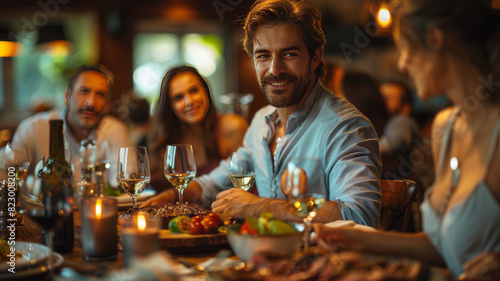 A Spanish family dining at home, in a tranquil and familiar atmosphere. On their plates,generative ai