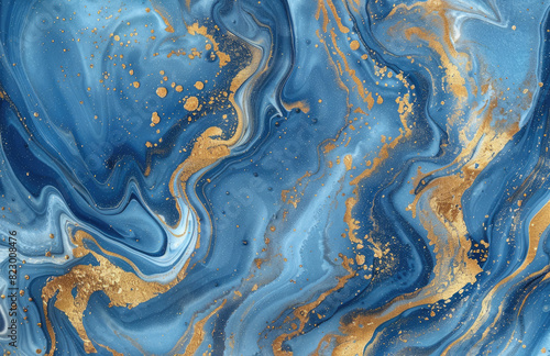 Blue and yellow marble background. Created with Ai