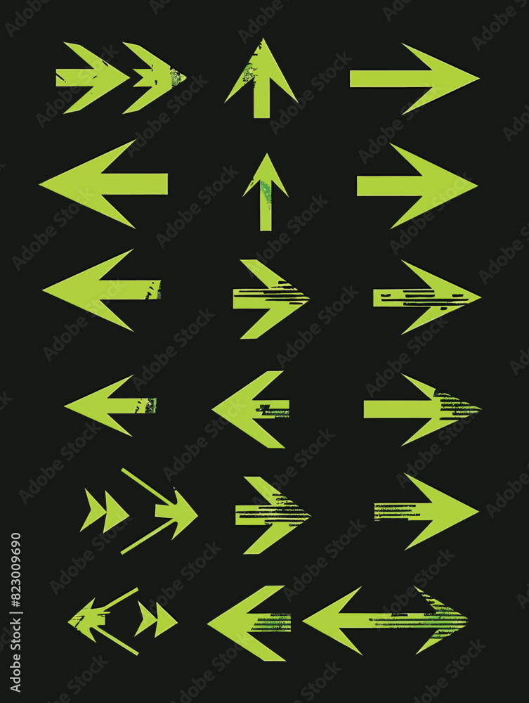 a collection of green arrows pointing in different directions a collection of green arrows pointing in different directions