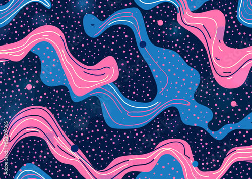 a blue and pink abstract background with dots