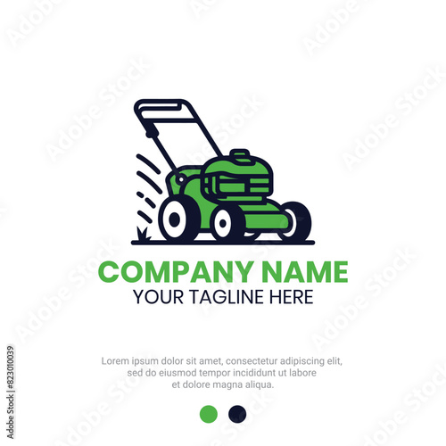 Lawn mower logo vector design for lawn care or gardening service