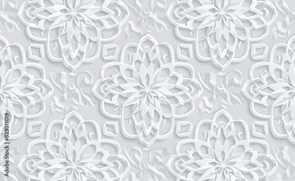 a white paper flower pattern on a gray background a white paper flower pattern on a gray background
