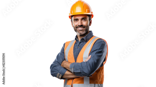 Wallpaper Mural a male engineer standing proudly in front of a completed construction project, isolated on transparent and white background.PNG image. Torontodigital.ca
