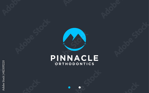mountain with dental logo design vector silhouette illustration