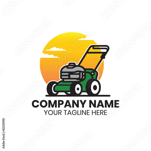 Lawn mower logo vector design for lawn care or gardening service