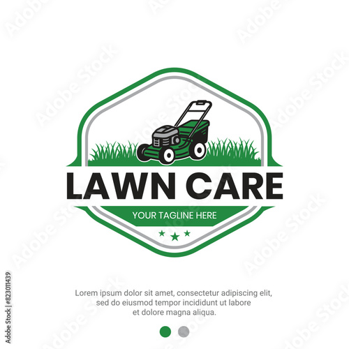 Lawn mower logo vector design for lawn care