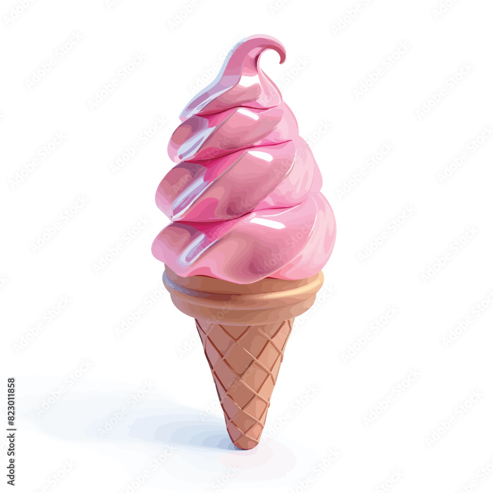 a pink ice cream cone with a swirl on top a pink ice cream cone with a swirl on top