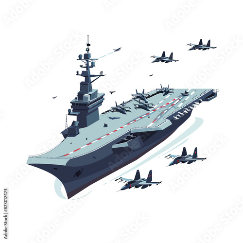 a group of fighter jets flying over a navy ship