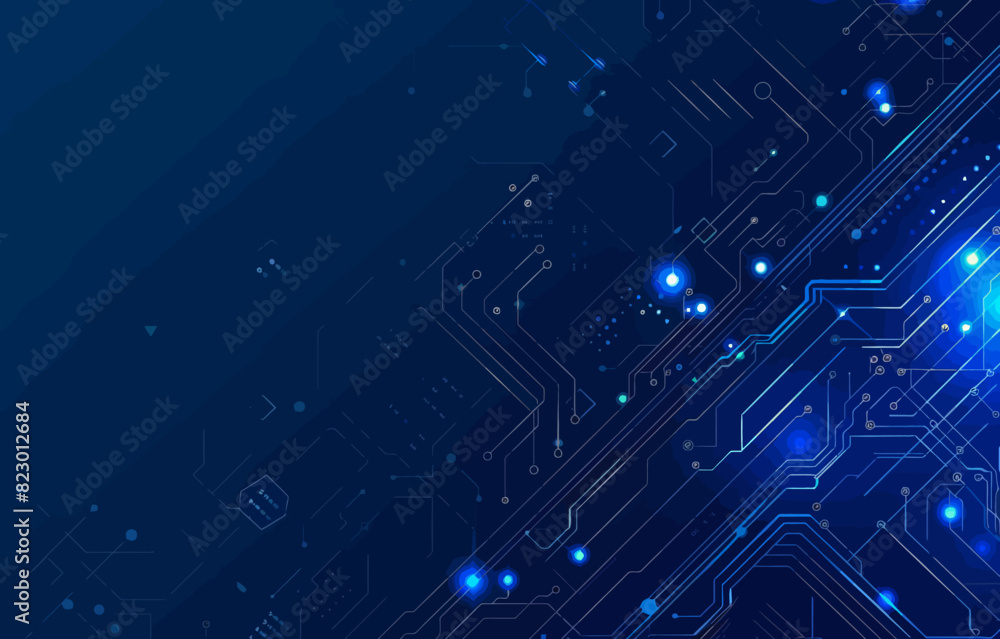 a computer circuit board with blue lights on it a computer circuit board with blue lights on it