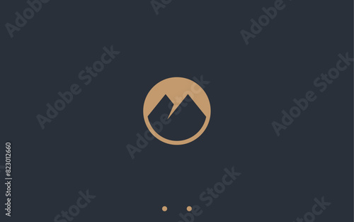 mountain with circle logo design vector silhouette illustration
