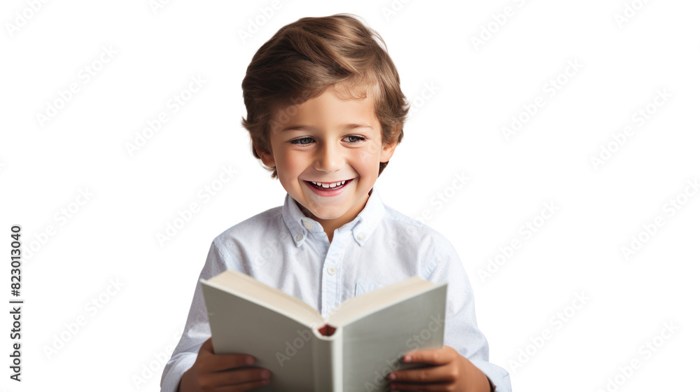 A curious little girl sits absorbed in a colorful book isolated on transparent and white background.PNG image. A curious little girl sits absorbed in a colorful book isolated on transparent and white background.PNG image.