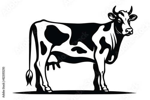 Vector drawing of cow isolated on white background, vector design