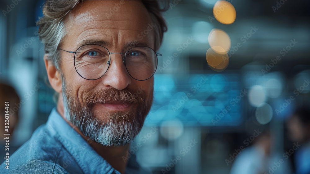 A smiling man from a life insurance company with a happy family, generative ai A smiling man from a life insurance company with a happy family, generative ai