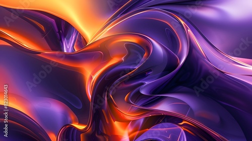Abstract dark purple background, curve effect the style of light violet and light orange, mars ravelo, sky-blue and black, ultra fine detail, smooth lines, circular abstraction, light orange and blue
