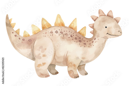 a watercolor drawing of a dinosaur with spikes